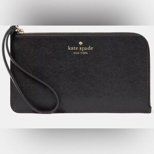 Kate Spade Lucy Medium L-Zip Wristlet Black NWT